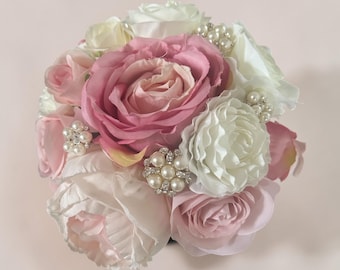 Communion Bouquet, silk flower bouquet, 1st holy communion, brooch bouquet, pink bouquet