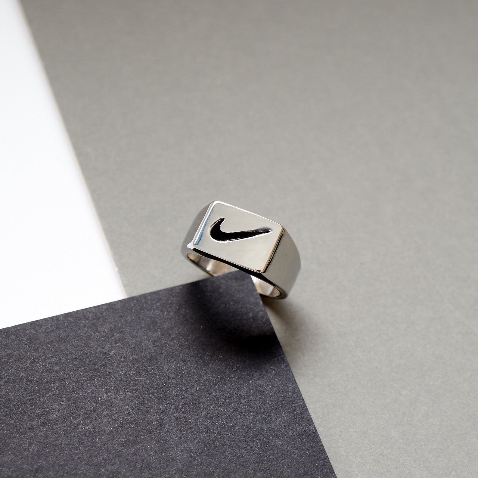 Silver Nike Ring Made From Silver Coated Stainless Etsy UK