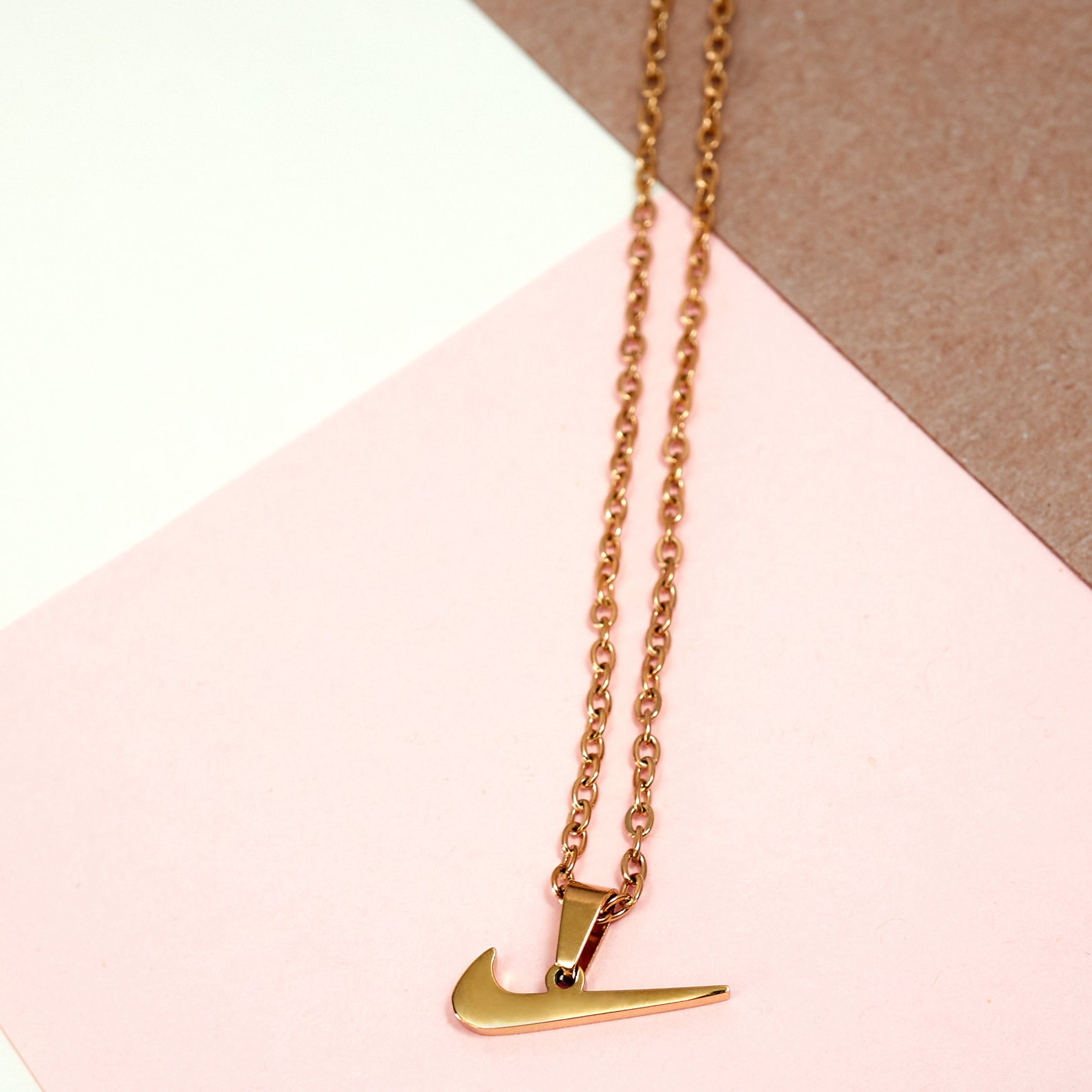 Set of 2 Nike inspired chain necklace with a tick check swoosh Etsy