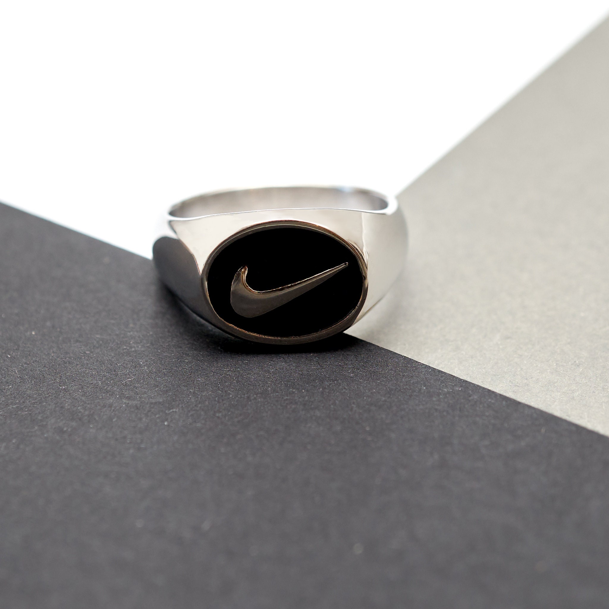 Silver Nike Ring Made With Silver Coated Stainless Etsy UK
