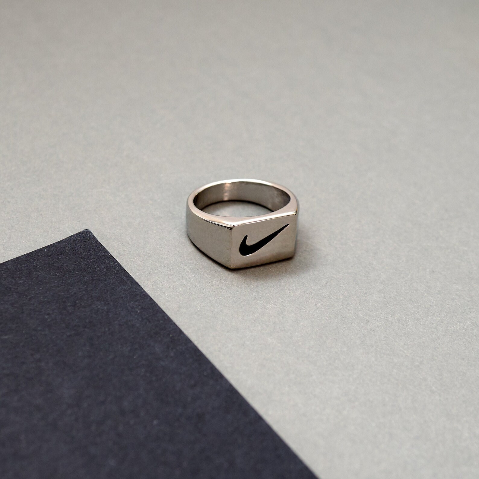 Silver Nike Ring Made From Silver Coated Stainless Etsy UK