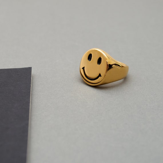 Handmade Stainless Steel Smiley Face Smile Ring Gift for Hum - Etsy UK