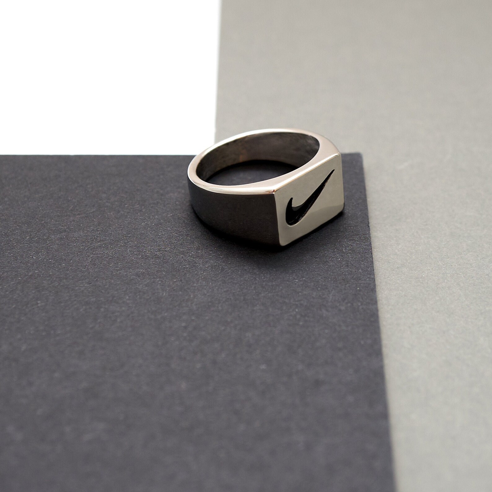 Silver Nike Ring made from Silver coated Stainless Etsy