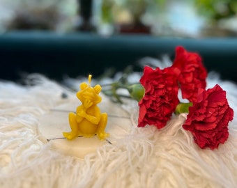 Beeswax Candle Thinking Frog