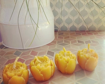 Kwiaty piwonii 4 świece woskowe