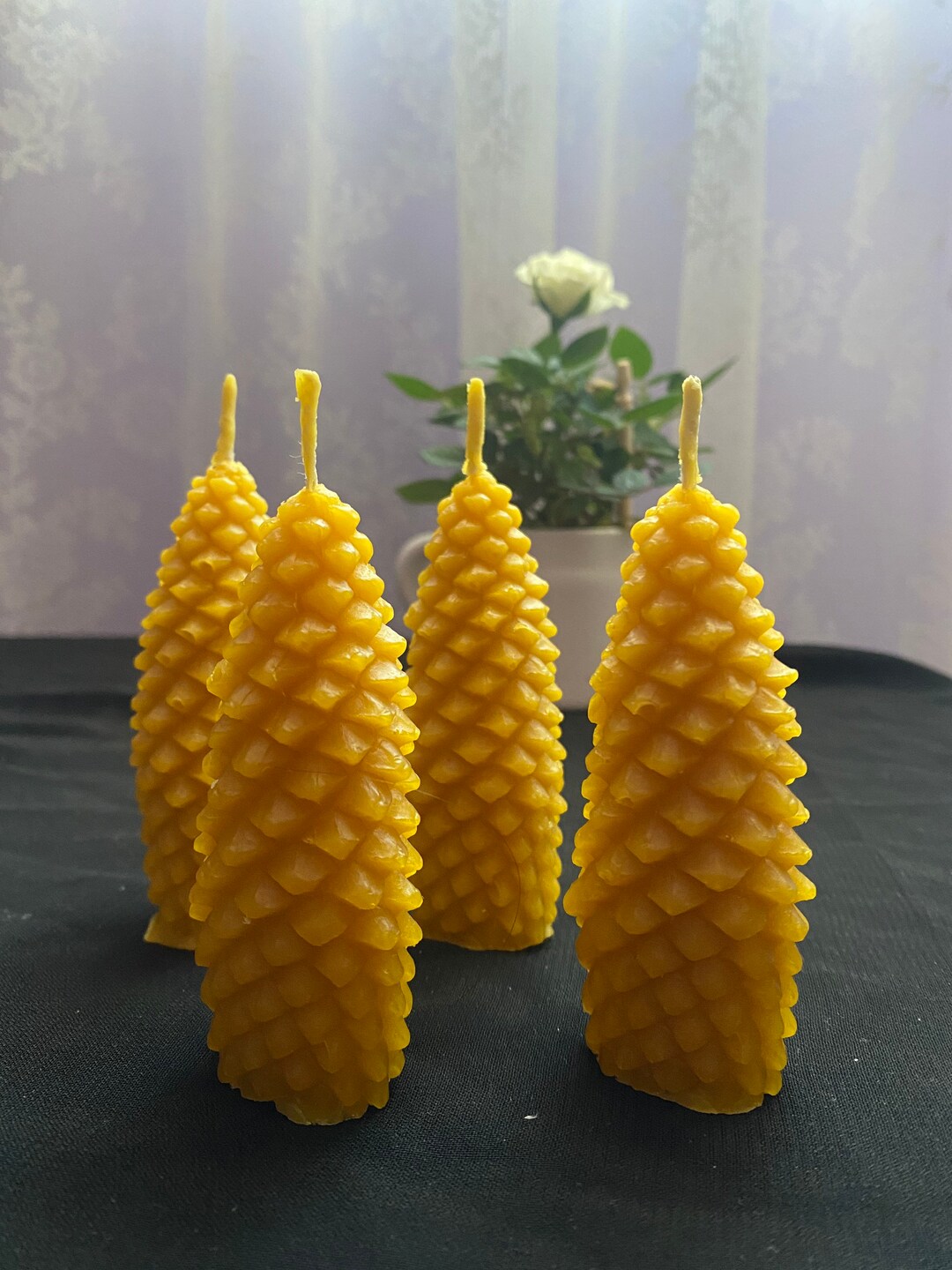 Set of Four Pine Cone Beeswax Candles - Etsy