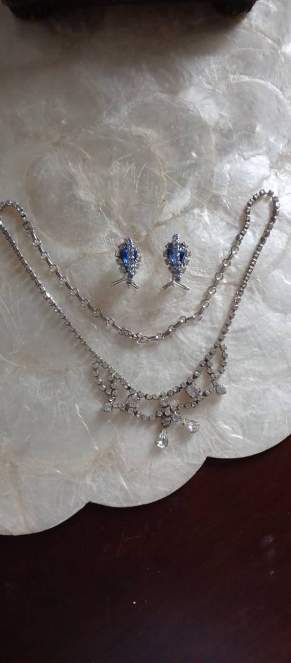 Rhinestone Earring and Necklace Set