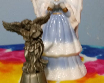 Porcelain Angel Bell and A Brass Angel Bell Vintage