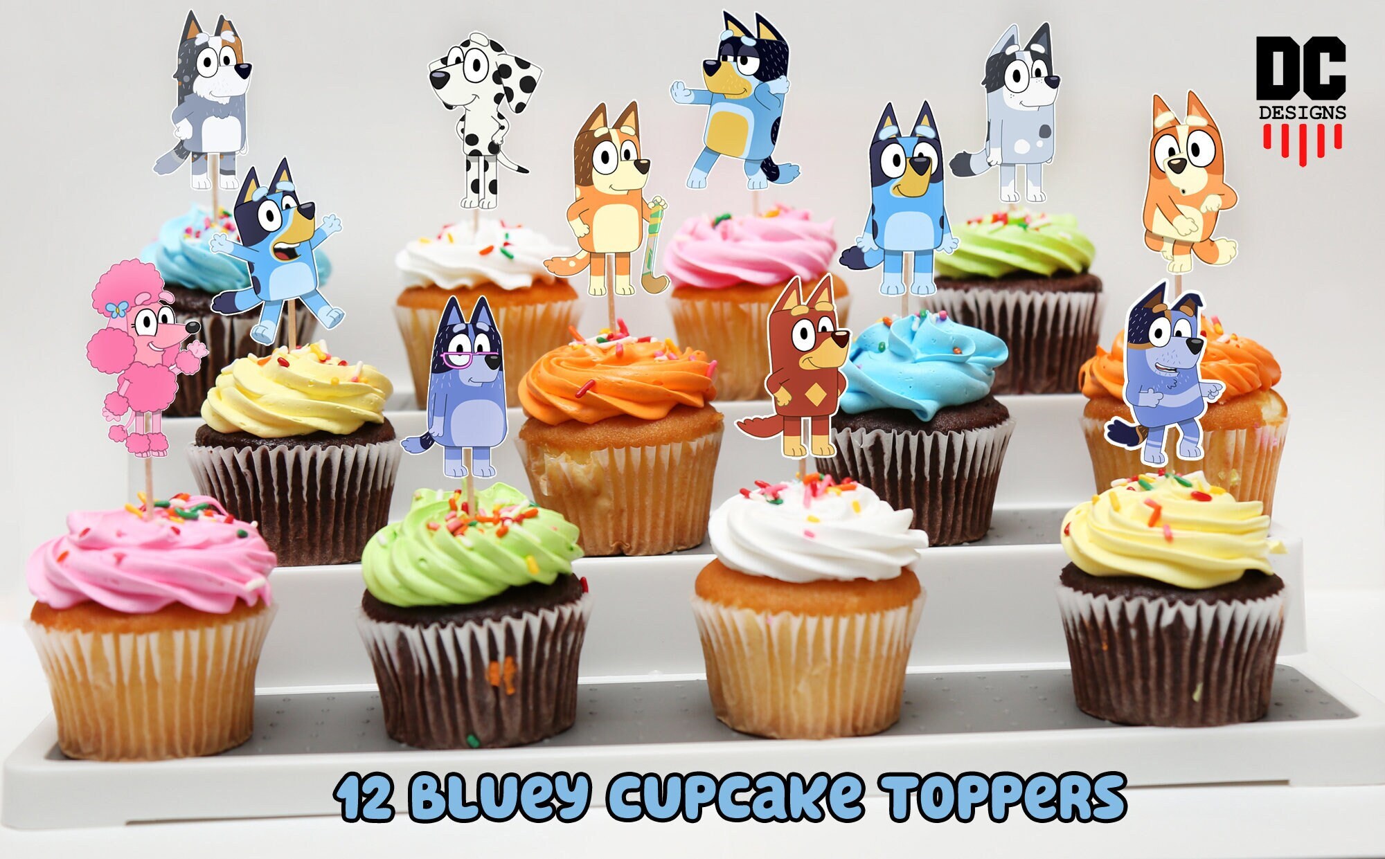 Bluey Cupcake Toppersblueybluey Party Decoration Kid Etsy