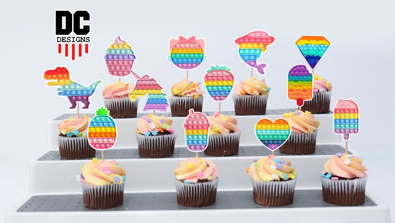 Popit Cupcake Toppers/pop It/poppit/set of 12/sensory/pop It | Etsy