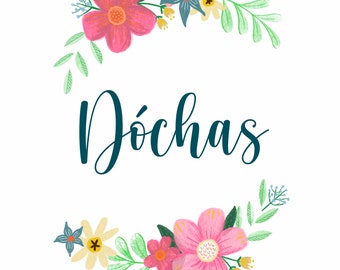 Irish Word “Dóchas” (Hope) Floral Poster Digital Download