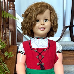Vintage 1960&#39;s Ideal Vinyl 36&quot; Shirley Temple Playpal in Heidi Outfit