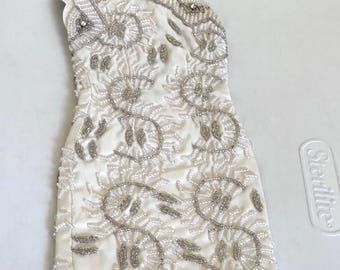 Modern Fashion Gown Dress for 18"-20" Fashion Doll White w/Silver Beading