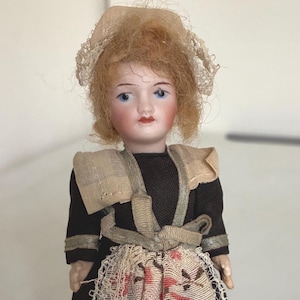 Antique French 5&quot; Paris Unis France 301 Bisque Dollhouse Doll All Original