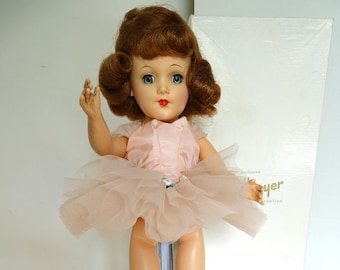 Vintage 1950's Tagged Mary Hoyer 14" Hard Plastic Pink Ballerina w/ Box