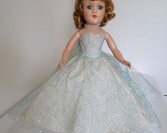 Vintage 1950's Mary Hoyer Tagged Blue/Silver Gown Clothes (No Doll)