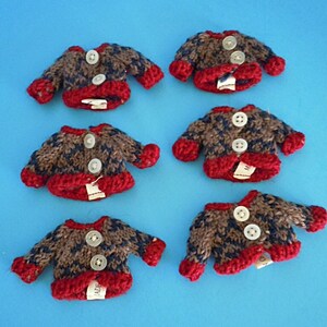 Wholesale Lot of (6) Tiny Knit Sweaters for a Miniature Teddy Bear / Doll