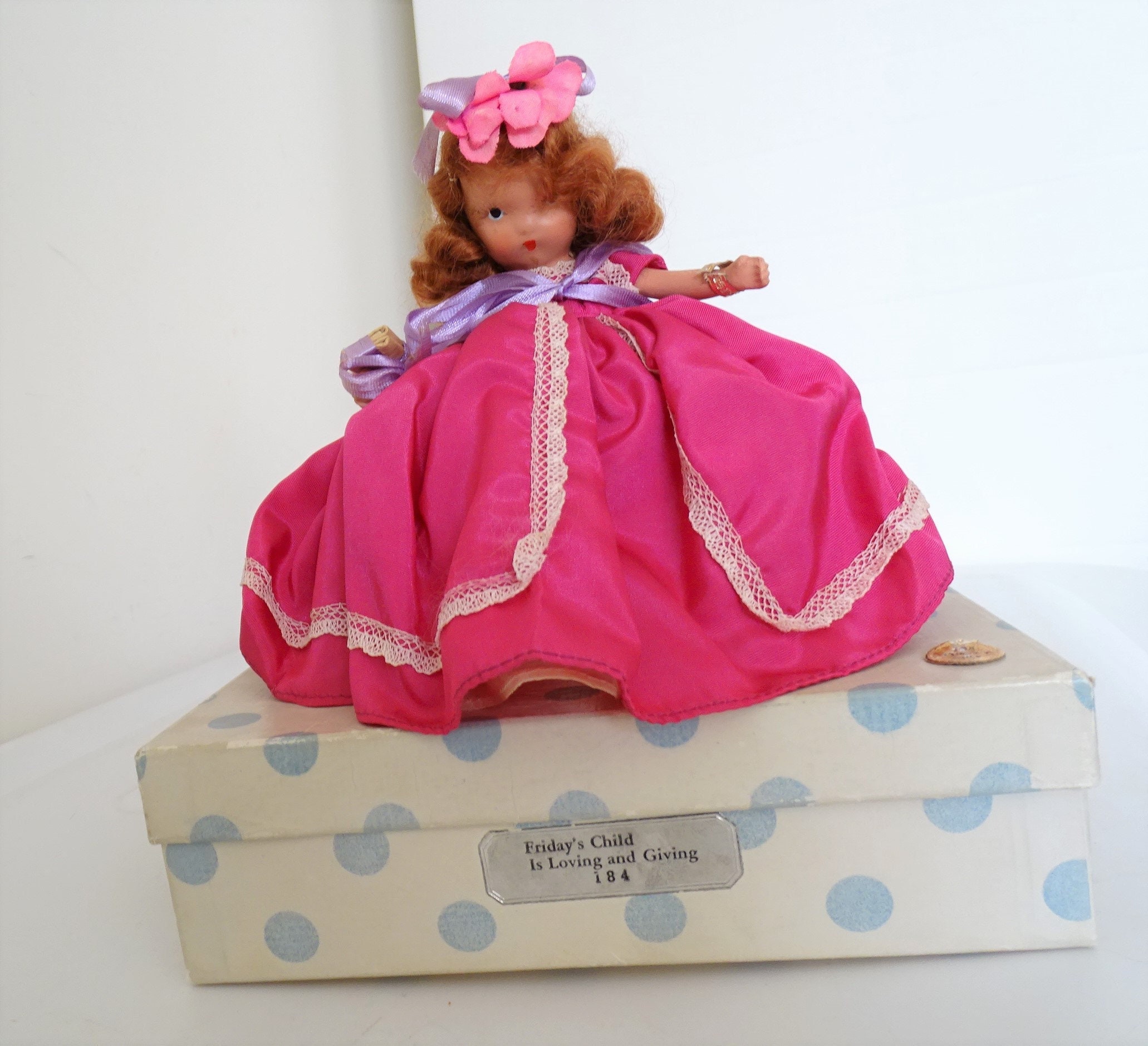 Vintage 1940's Nancy Ann Storybook 5" Bisque NASB "Friday's Child" w/Box