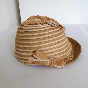 Vintage Antique Vogue Hat by Garfunkel Bee Hive Style Woven Straw w/Labels