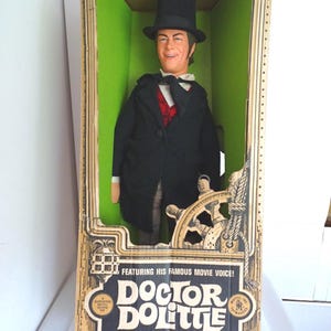 Vintage 1960&#39;s Mattel 22&quot; Dr. Doolittle Rex Harrison Talking Plush Doll w/Box Works!