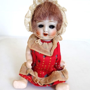 Antique Japan 6.5&quot; Bisque Head Baby Doll w/Sleep Eyes Composition Body Original