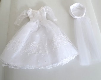 Modern Mary Hoyer Embroidered Bride Gown & Hat/Veil for 13" Doll