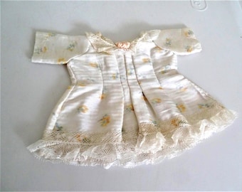 Abito antico in seta francese con vita larga per bambola Bebe di taglia piccola-media