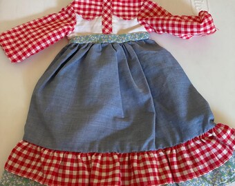 Vintage 1930's Ideal Shirley Temple Blue Dot Dress & Onsie for 18