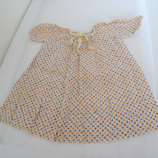 Vintage 1930's Dress Smock w/ Apple Print for Medium to Large Size Doll