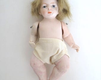 Poupée Ancienne Reproduction JDK 221 – 32 Cm – Tête Biscuit Porcelaine, Yeux Verre