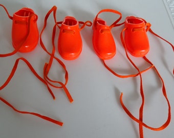 Vintage 1970's Ideal (4) Orange Left Foot Clogs Shoes for Crissy, Velvet