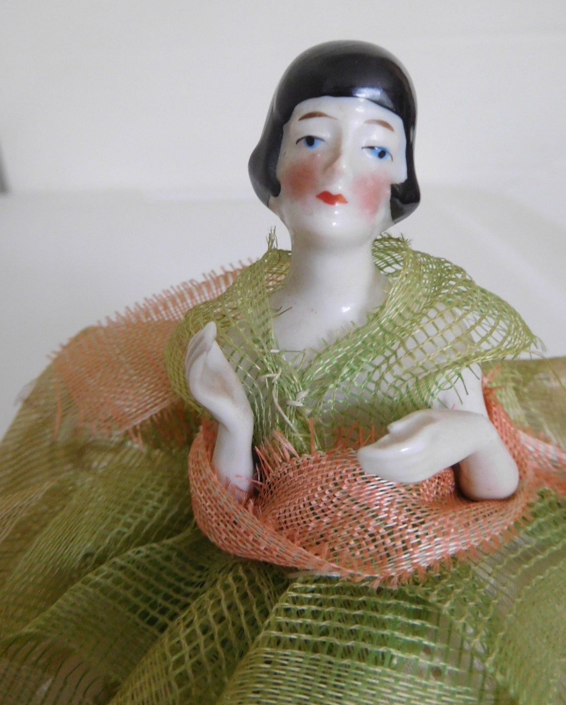 Antique 5.5 China Head Bisque Pin Cushion Half Doll w / Etsy
