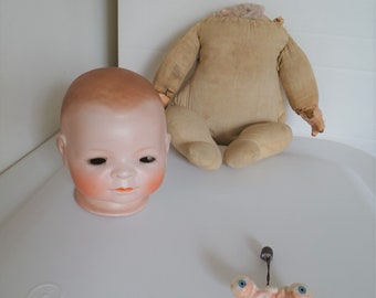 Antique 16" Bye-Lo Bisque Head Baby Doll Grace S. Putnam in Parts Doll Hospital