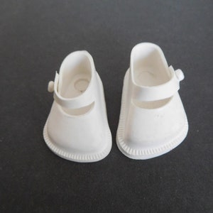 Vintage 1950&#39;s Fairyland White Plastic Shoes for Approx. 10&quot; Doll
