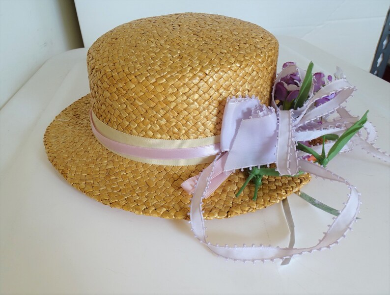 Vintage Betmar New York Women's Woven Straw Hat 22 Circumference image 1