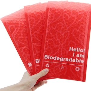 Eco Friendly Biodegradable Bubble Mailers - 25 units Red