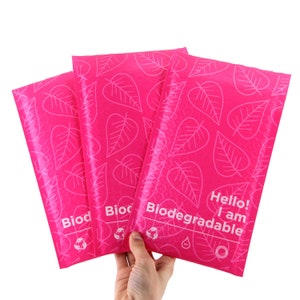 Eco Friendly Biodegradable Bubble Mailers - 25 units Pink