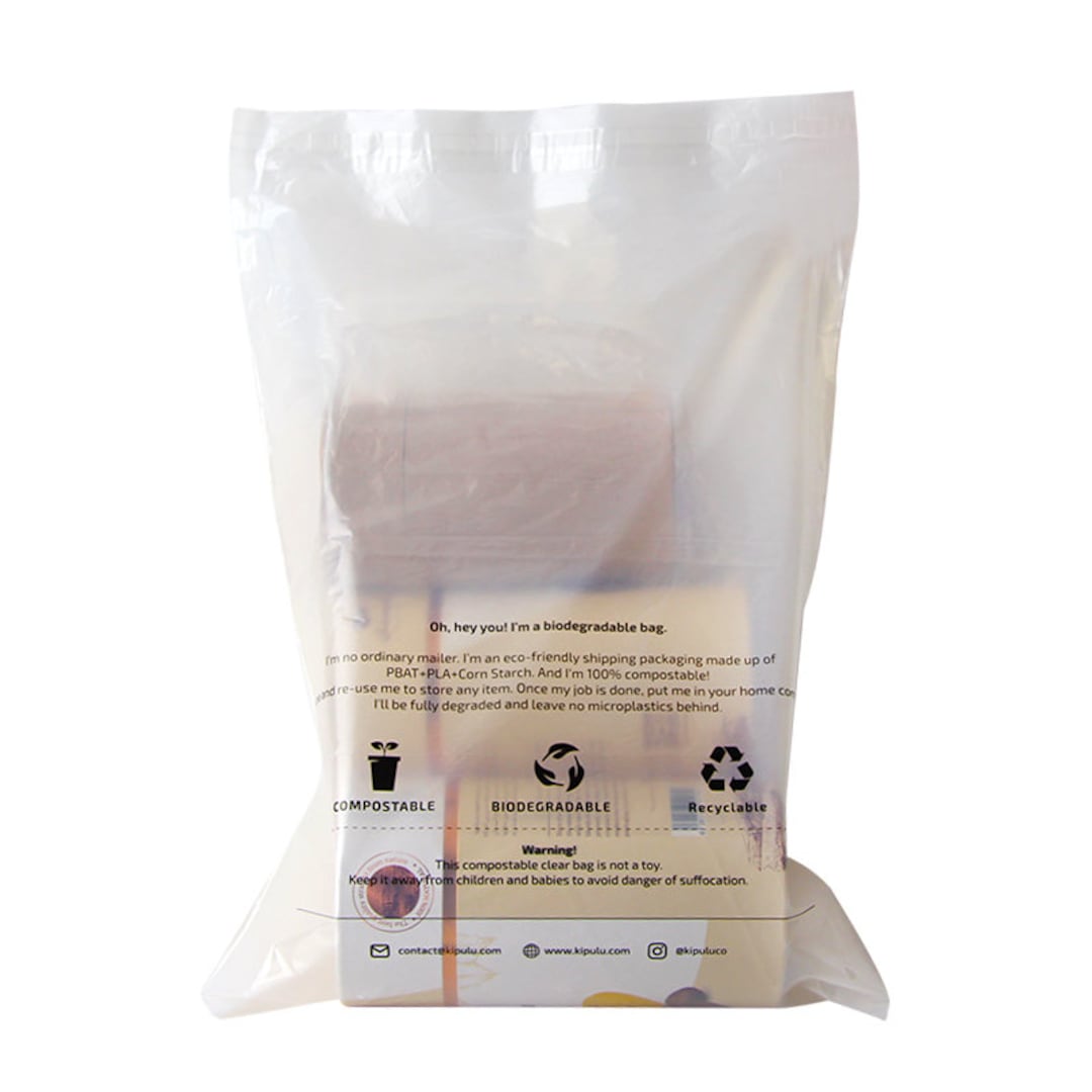 Kipulu™ 100% Compostable Biodegradable Clear Poly Mailers 100 - Main Image