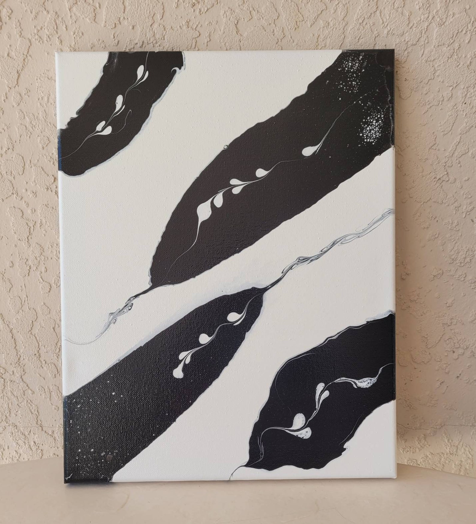 Original Black and White Acrylic Painting Abstract Fluid Art Etsy UK
