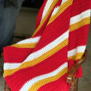Kansas City Chiefs Themed Blanket Crochet Pattern - Red, Yellow Gold, and White
