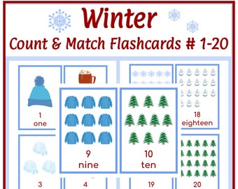 Winter Math Counting & Matching Cards (Montessori): Digital