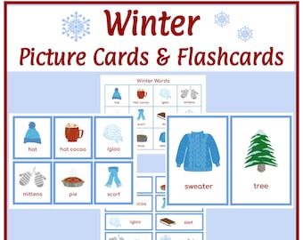 Tarjetas ilustradas y tarjetas didácticas de invierno (Montessori): digitales