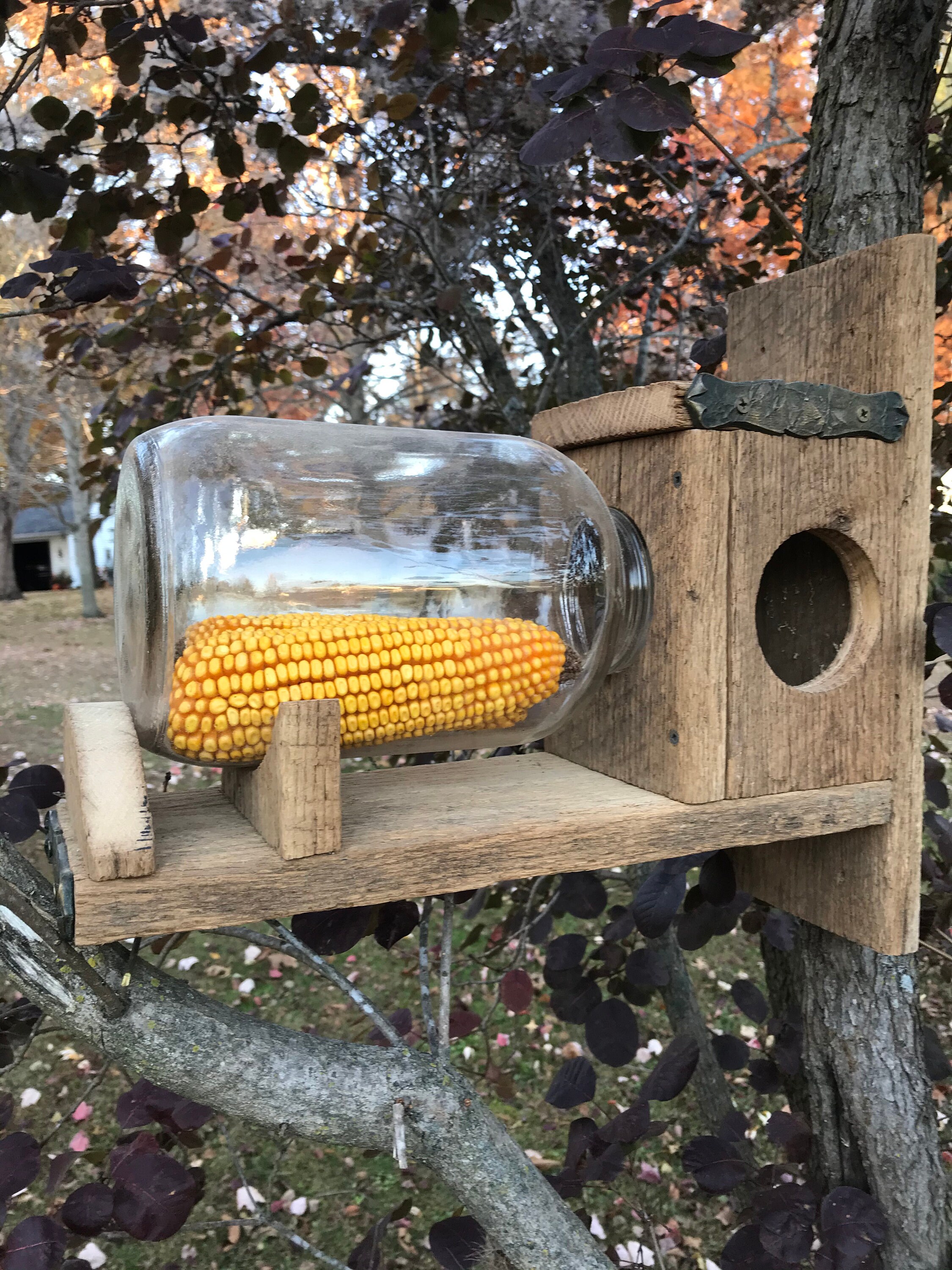 Upcycled Wood Squirrel Feeder Etsy