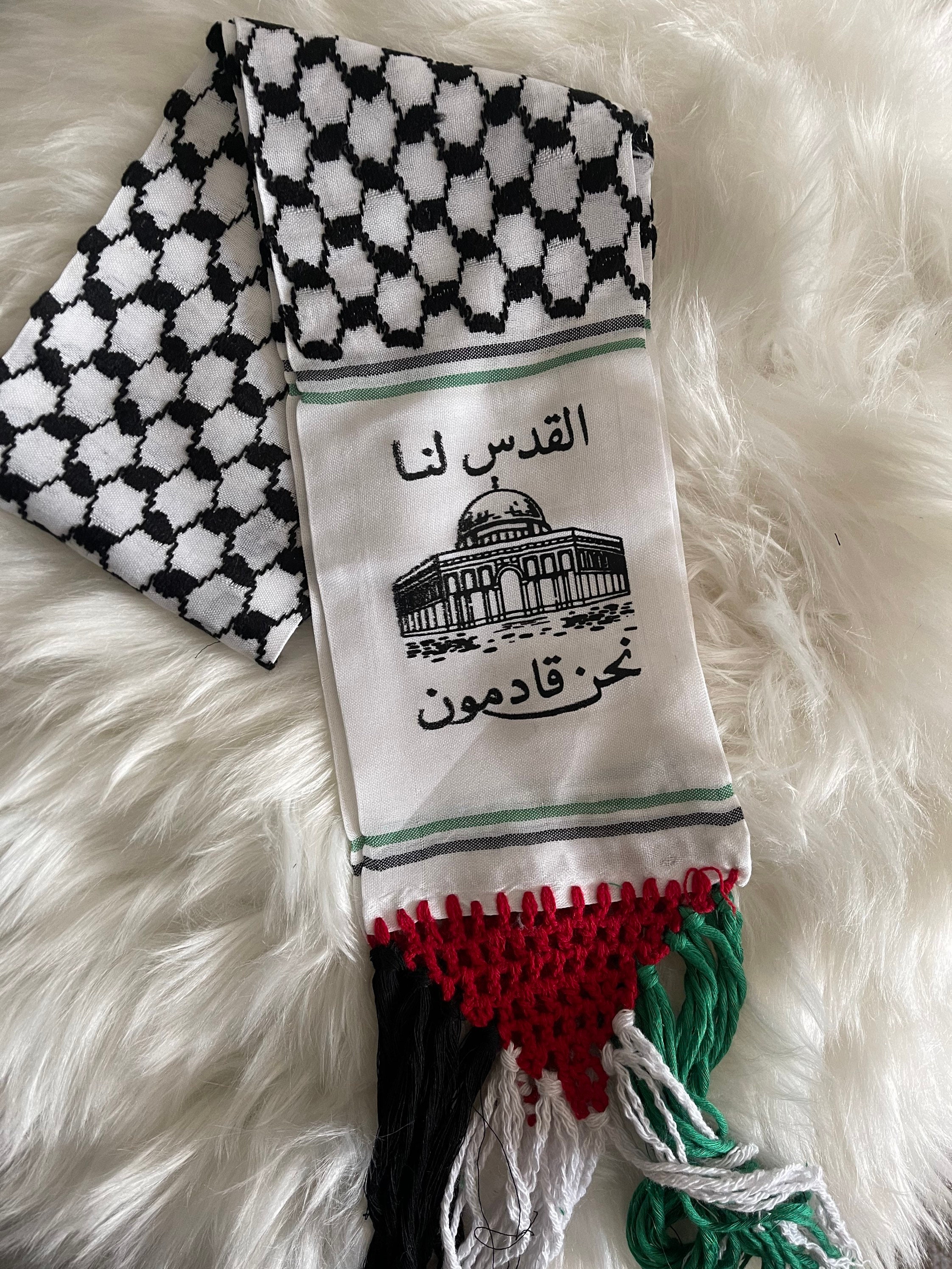 Foulard keffieh palestinien shemagh noir et blanc, rouge et blanc uni blanc  Foulard hatta Palestine 100 % coton pour homme et femme -  France