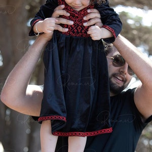 Velvet black and red  Palestinian thoube dress for girls Christmas wedding Ramadan Eid