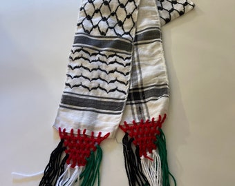 Palestinian hattah black and white scarf Great for graduation stole sash