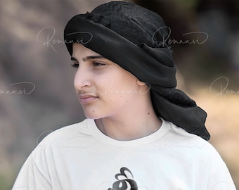Black shemagh Keffiyeh Arab Palestine hattah scarf hatta 100% cotton for men and women
