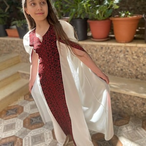 Palestinian Tatreez Middle Eastern Mediterranean embroidery Tatreez thoube thobe thob thoub dress for girls for wedding Eid Ramadan