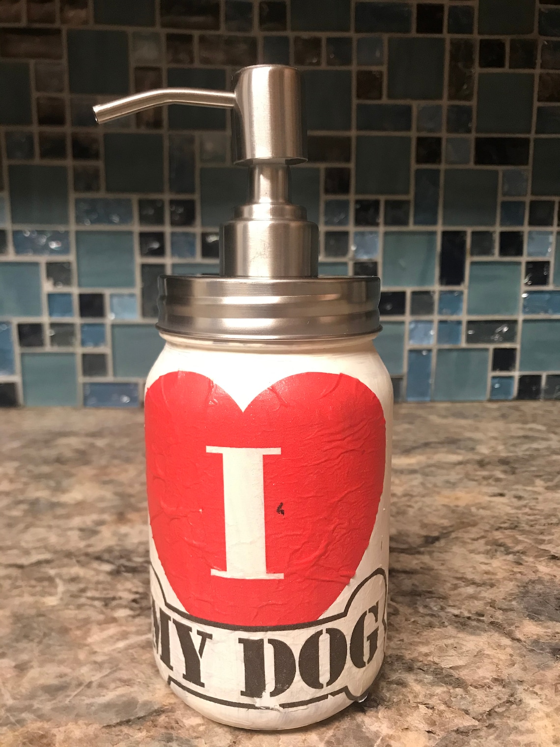 I love my dog mason jar soap dispenser Etsy