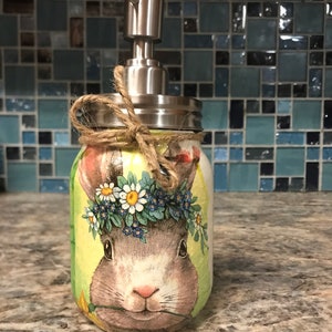 Rabbit mason jar soap dispenser